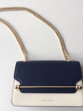 Strathberry East West Crossbody! Blue & Latte/Vanilla
